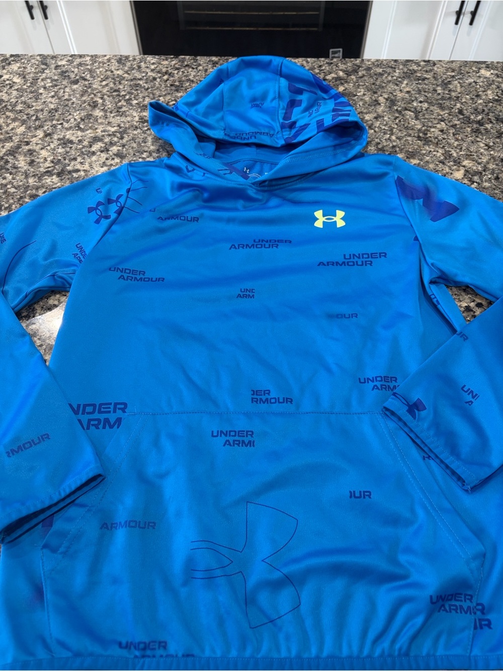 Under Armour Boys Blue Hooded Pullover Sweatshirt - Picture 4 of 9